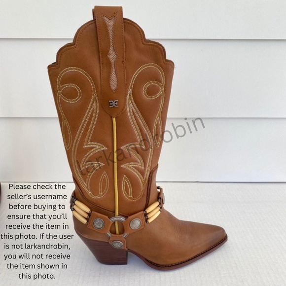 NEW Sam Edelman Jackie Western Boot Chestnut Leather 7.5 - Picture 7 of 16